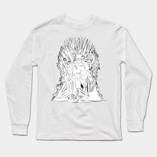 Bernie Sanders mittens on a throne of spades - black and white Long Sleeve T-Shirt